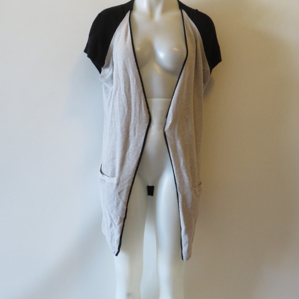 NWT RAFFI BLACK/GRAY CARDIGAN SWEATER M/L*